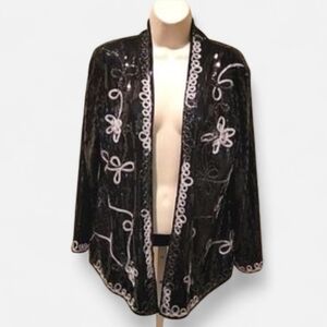 Investments Black and White Embellished Sweater